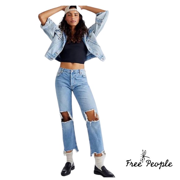 NWOT- Free People Maggie Midrise Straight Jeans - Picture 4 of 6